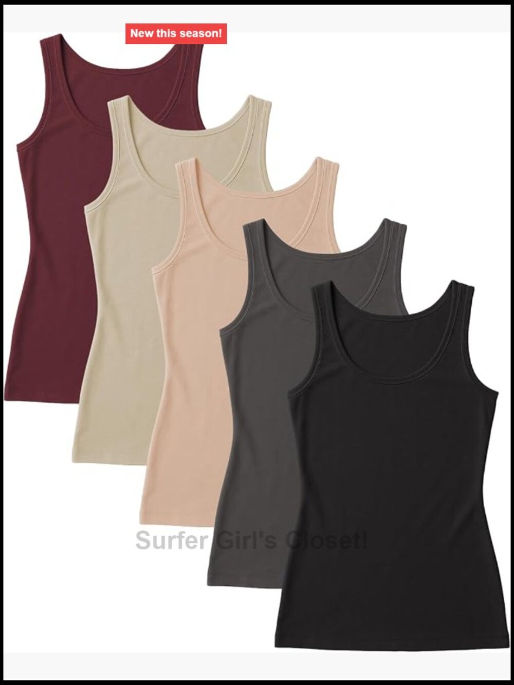 Women's Stretch Tank Tops Multi Pack Cotton Spandex Scoop Neck Sleeveless
